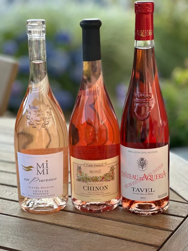 Côtes de Provence, Tavel and Chinon Rosé Wine Bottles