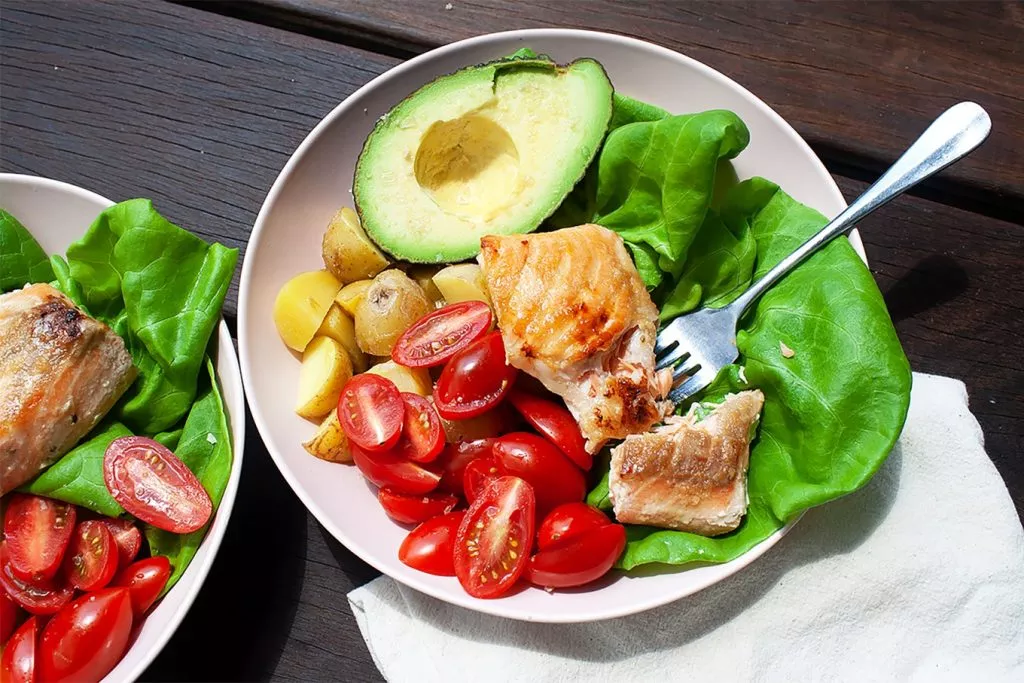 Honey Lemon Salmon with Avocado and Tomatoes