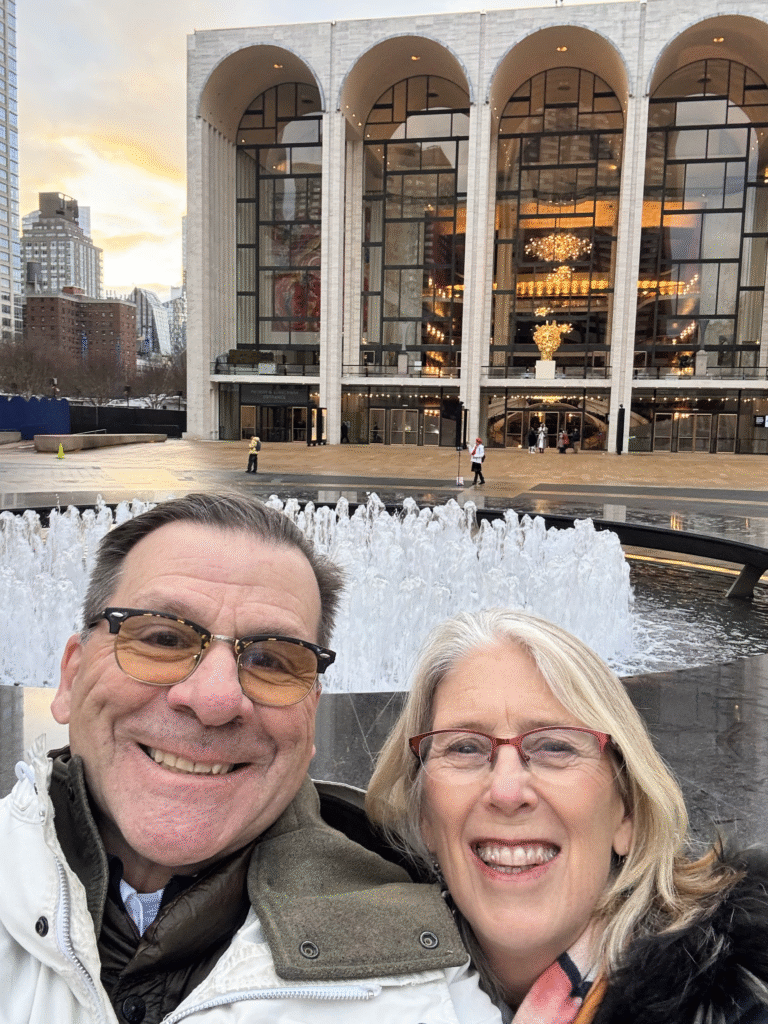 Ron and Susan at Lincoln Center in front of the Met in NYC