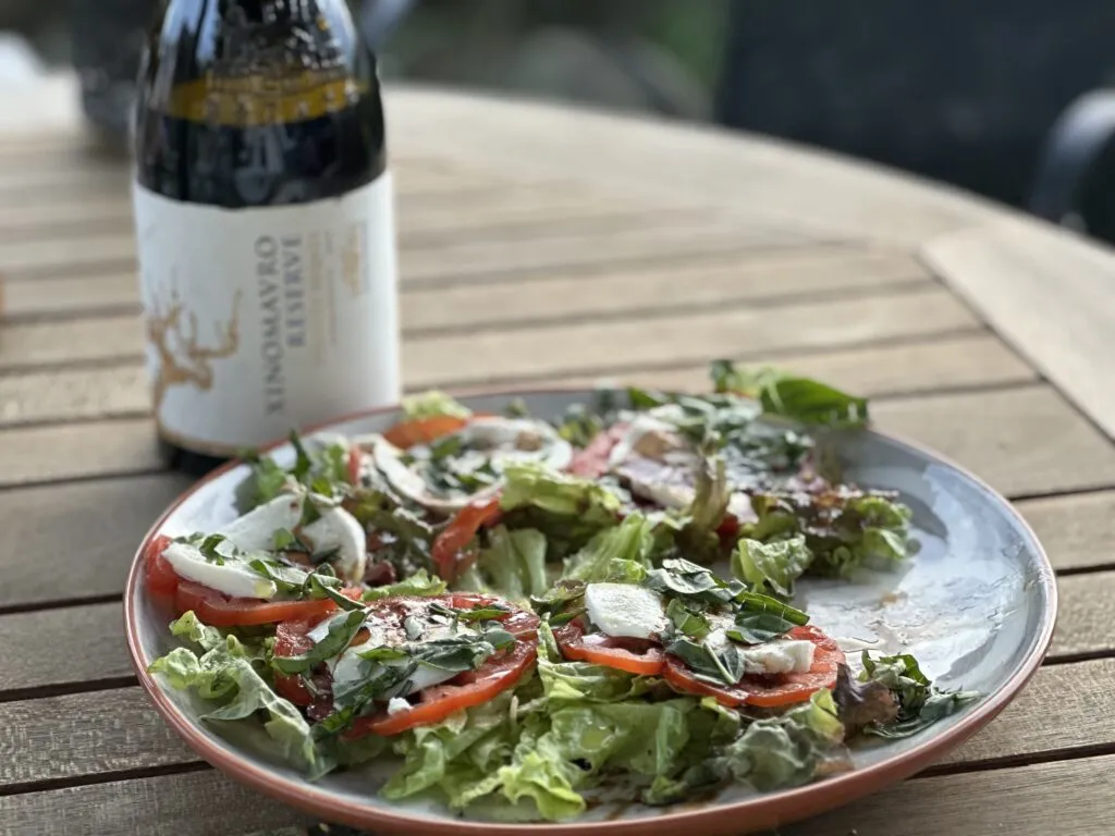 Caprese Salad from our Mediterranean inspired meal on the patio