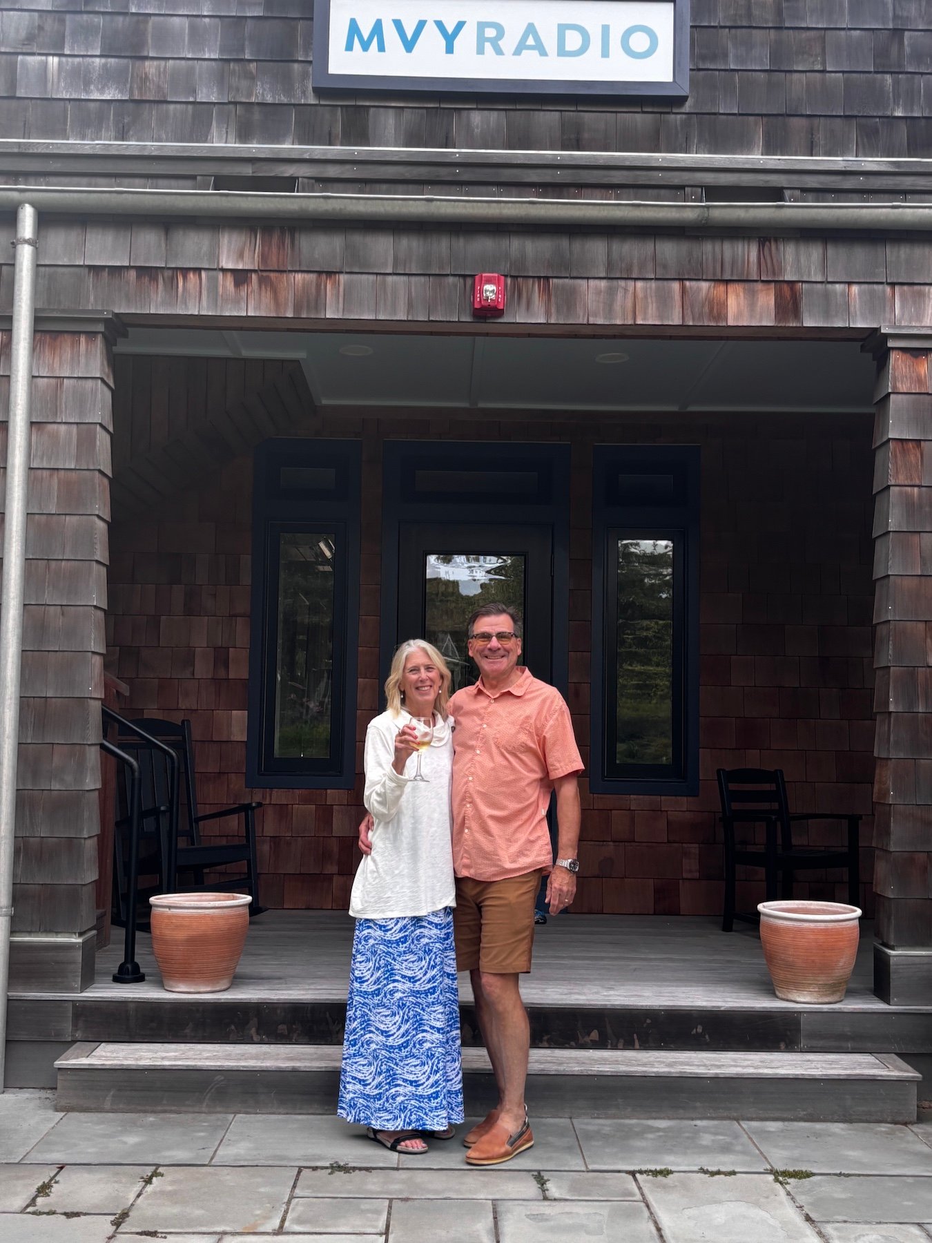 In front of MVY Radio studios on Martha’s Vineyard